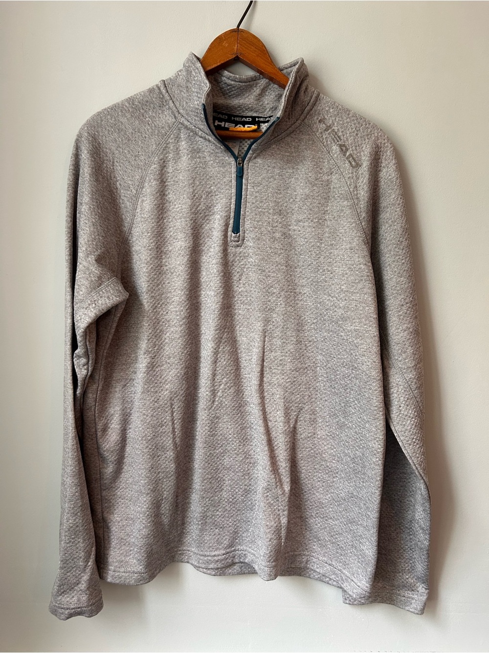 Head Sportswear‎ Gray Heather Long Sleeve Quarter Zip Athletic Pullover Top Med